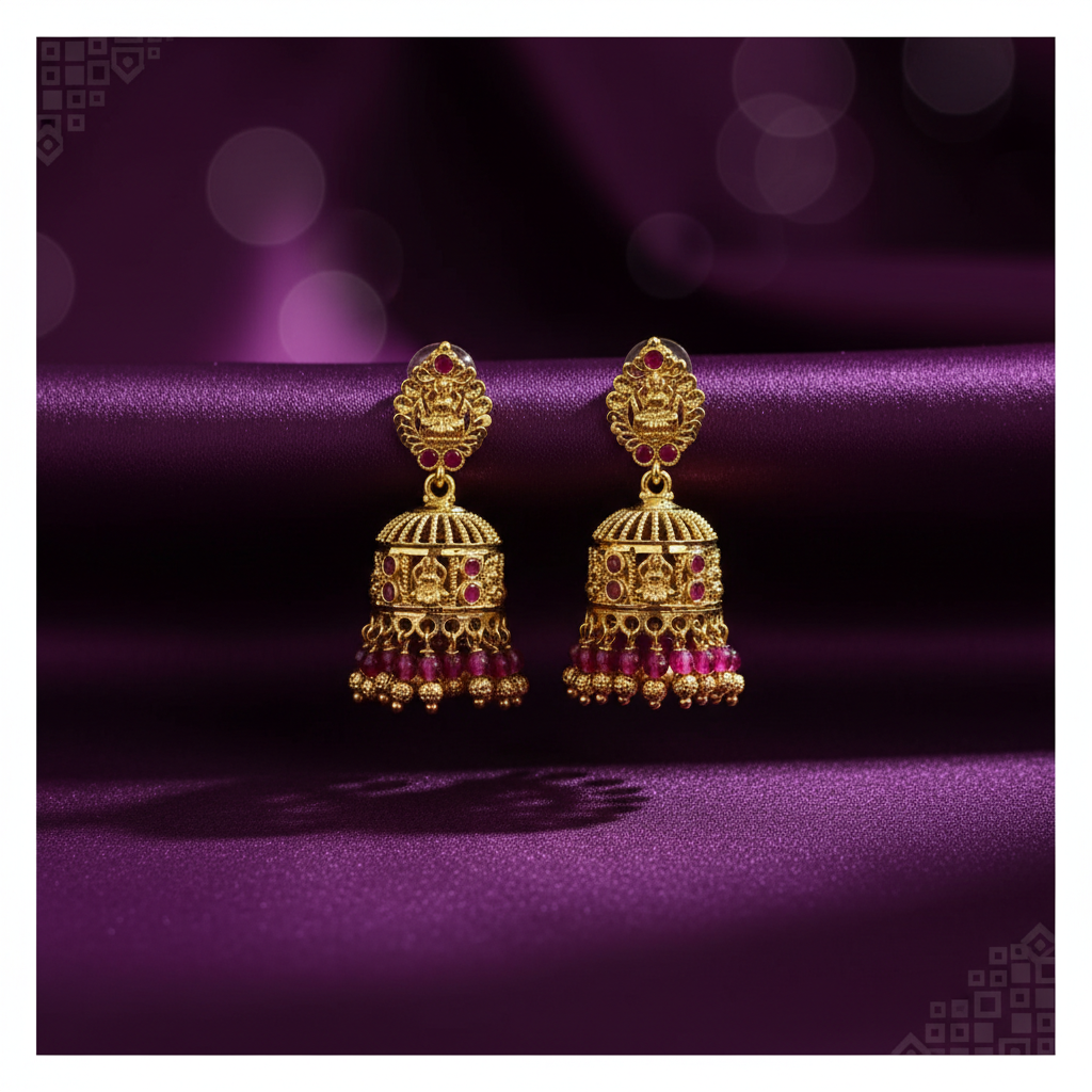 Multicolor Stone Studded Jhumka Earrings – Trendy Gift Idea - Image 5