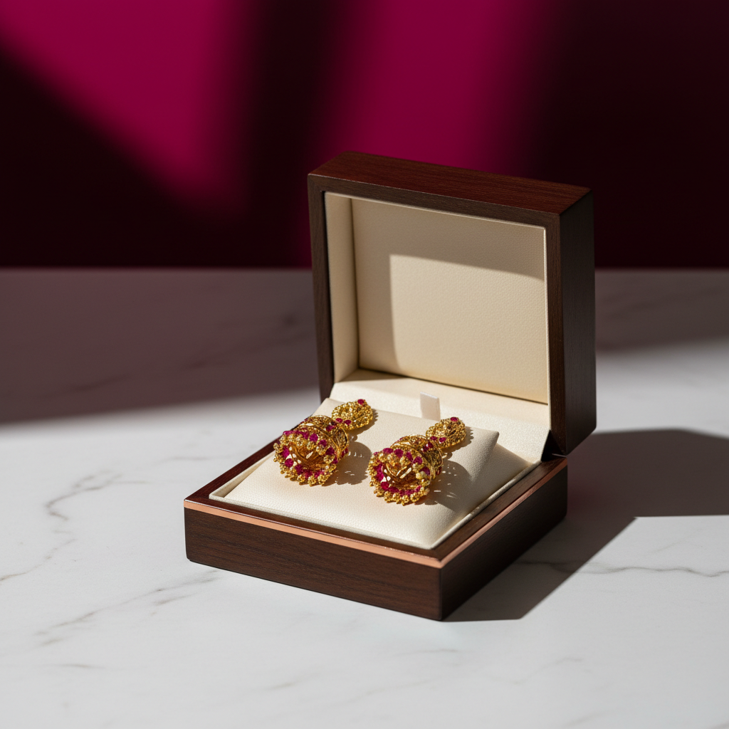 Multicolor Stone Studded Jhumka Earrings – Trendy Gift Idea - Image 7